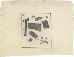 Kasimir Sewerinowitsch Malewitsch, Suprematistische Komposition, Graphitzeichnung auf chamoisfarbenem glatten Papier