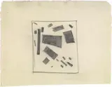 Kasimir Sewerinowitsch Malewitsch, Suprematistische Komposition, Graphitzeichnung auf chamoisfarbenem glatten Papier