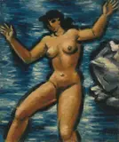 Baigneuse III (Weiblicher Akt am Meer) by Frans Masereel, Öl auf Leinwand, sold Jun 2006