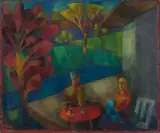 Carlo Mense, Im Garten, Öl auf festem Malkarton