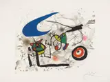 Joan Miró, Pygmées sous la lune, Farbige Aquatintaradierung