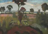 Heidelandschaft by Otto Modersohn, Öl auf Presspappe, sold Jun 2006