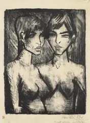 Zwei Mädchen - Halbakte by Otto Mueller, Original-Lithographie auf Japanbütten, sold Jun 2006