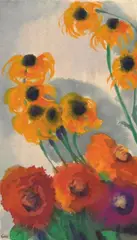 Emil Nolde, Mohn und Sonnenhut, Aquarell auf Japanpapier