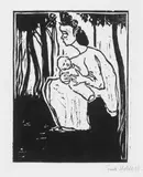 Emil Nolde, Madonna, Original-Holzschnitt auf Ingres-Bütten mit dem Wasserzeichen "Andrea Cimini Maiori"