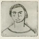 Max Pechstein, Frauenkopf, Original-Radierung (Weichgrund), mit Ton gedruckt, auf festem Velin