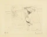Pablo Picasso, Peintre chauve devant son chevalet, Original-Radierung auf Velin