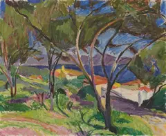Hans Purrmann, Landschaft bei Collioure, Öl auf Leinwand