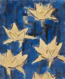 Weiße Seerosen by Christian Rohlfs, Wassertempera auf elfenbeinfarbigem Aquarellpapier, sold Jun 2006