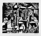 Karl Schmidt-Rottluff, Die Certosa von Capri, Original-Holzschnitt (Reiberdruck) auf Velin