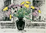 Karl Schmidt-Rottluff, Blumenstilleben, 1964, India ink and oil chalk drawing on white wove paper