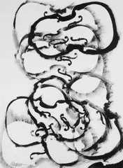 Arman, Ohne Titel (Violinen), Tusche auf schwerem gelblichen Arches Velin