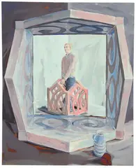 Holger Bunk, Ohne Titel (Gefasster Mann), Öl auf Leinwand