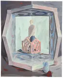 Holger Bunk, Ohne Titel (Gefasster Mann), Öl auf Leinwand