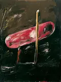 Walter Dahn, Ohne Titel, Öl auf Nessel