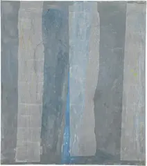Fritz Harnest, Ohne Titel (Weibliche Figuren), Öl, Kohle, Kreide und Pergamentpapier auf weiß grundierter Leinwand