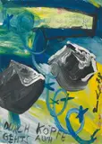 Jörg Immendorff, Café Deutschland. Durch Köpfe gehts auch, Gouache, Dispersionsfarbe und Kugelschreiber auf Papier