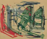 Imi Knoebel, Ohne Titel, Acryl, teils phosphoreszierend, auf Packpapier