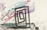 Markus Lüpertz, Zu Sturm, Aquarell und Farbkreide auf Karton
