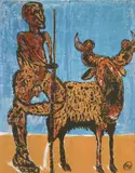 Markus Lüpertz, Der Hirte, Original-Farbholzschnitt auf festem Papier