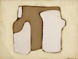 Conrad Marca-Relli, Ohne Titel, Collage aus Leinwand und Sackleinen auf fester schwarzer Pappe