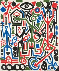 TOSX-System by A. R. Penck, Öl auf Leinwand, sold Jun 2006