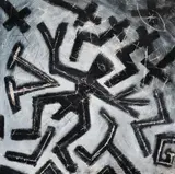 Zeichenwall by A.R. Penck and Frank Breidenbruch, Acryl auf Holz mit Holzleisten, sold Jun 2006