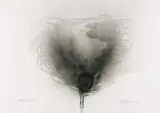 Otto Piene, Bio Balloon, Feuergouache: Gouache und Ruß auf festem weißen Schoellershammer-Karton