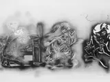 Samson und Delilah by Sigmar Polke, 1989, Lichtdruck auf Karton mit Stanzung, montiert auf zweitem Karton mit Farbserigrafie, sold Jun 2006
