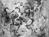 Bernard Schultze, Ohne Titel, Gouache und Tuschpinsel auf elfenbeinfarbenem Halbkarton