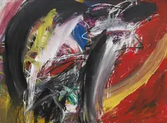 Walter Stöhrer, Kopf-Torso II, Öl, Acryl und Dispersionsfarbe collagiert mit Papier auf Leinwand