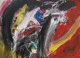 Walter Stöhrer, Kopf-Torso II, Öl, Acryl und Dispersionsfarbe collagiert mit Papier auf Leinwand