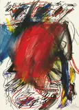 Walter Stöhrer, Ohne Titel, Öl, Gouache, Tusche und Kreiden über Original-Radierung auf chamoisfarbenem Velin