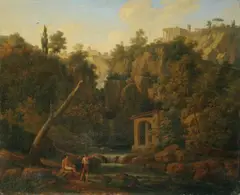 Umkreis Jacob Philipp Hackert, BLICK AUF TIVOLI., Öl auf Leinwand (doubliert)