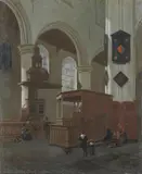 Gerard Houckgeest, KIRCHENINTERIEUR., Öl auf Leinwand