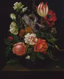 Netherlandish School, BLUMENSTILLEBEN mit einer Raupe., Öl auf Leinwand (doubliert)