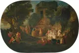 FRÖHLICHE GESELLSCHAFT IM FREIEN (FÊTE CHAMPÊTRE). by Umkreis Jean-Baptiste Pater, Öl auf Leinwand (doubliert), sold May 2006