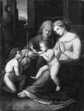 Nachfolge Raffael, DIE MADONNA DEL DIVINO AMORE., Öl auf Leinwand