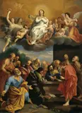 Nachfolge Guido Reni, DIE AUFNAHME MARIENS IN DEN HIMMEL., Öl auf Kupfer
