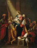 Umkreis Claude Vignon, DIE ANBETUNG DER KÖNIGE., Öl auf Leinwand