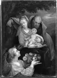 Flemish School, DIE HEILIGE FAMILIE mit einem Engel.