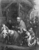 Umkreis Januarius Zick, DIE ANBETUNG DER KÖNIGE., Öl auf Leinwand (doubliert)