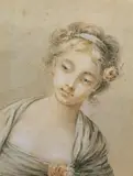 zugeschrieben François Boucher, JUNGES MÄDCHEN MIT EINER ROSE IM HAAR., Farbkreiden auf Papier