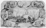 SZENEN AUS DER CHINESISCHEN MISSION. by zugeschrieben Johann Enzensberger, Feder in Grau, grau und dunkelgrau laviert, auf grauem Papier, aufgezogen, sold May 2006