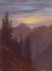 Carl Gustav Carus, ABENDLICHE MITTELGEBIRGSLANDSCHAFT., Öl auf Leinwand