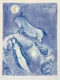 Marc Chagall, He went up to the couch and found a young lady asleep, Original-Farblithographie auf Bütten