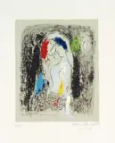 Marc Chagall, Die Verliebten in Grau, Original-Farblithographie auf Arches-Velin