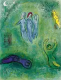 Marc Chagall, Daphnis Traum und die drei Nymphen, Original-Farblithographie auf Velin