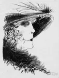 Otto Dix, Dame mit Reiher (Kokotte), Original-Lithographie auf Velin