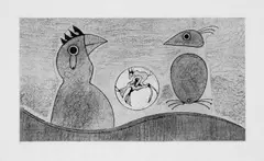 Deux Oiseaux by Max Ernst, Original-Farblithographie auf Japon nacré, sold Dec 2005